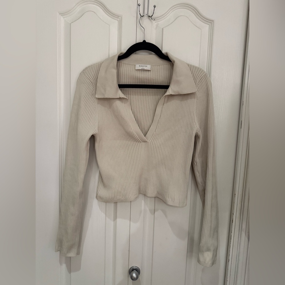 EUC Babaton sculpt knit polo shirt